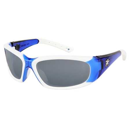 Mcr Safety ForceFlex (FF3), Safety Glasses, Duramass Anti-Fog, Polycarbonate Lens, Blue / White Frame, 12 PK FF322AF